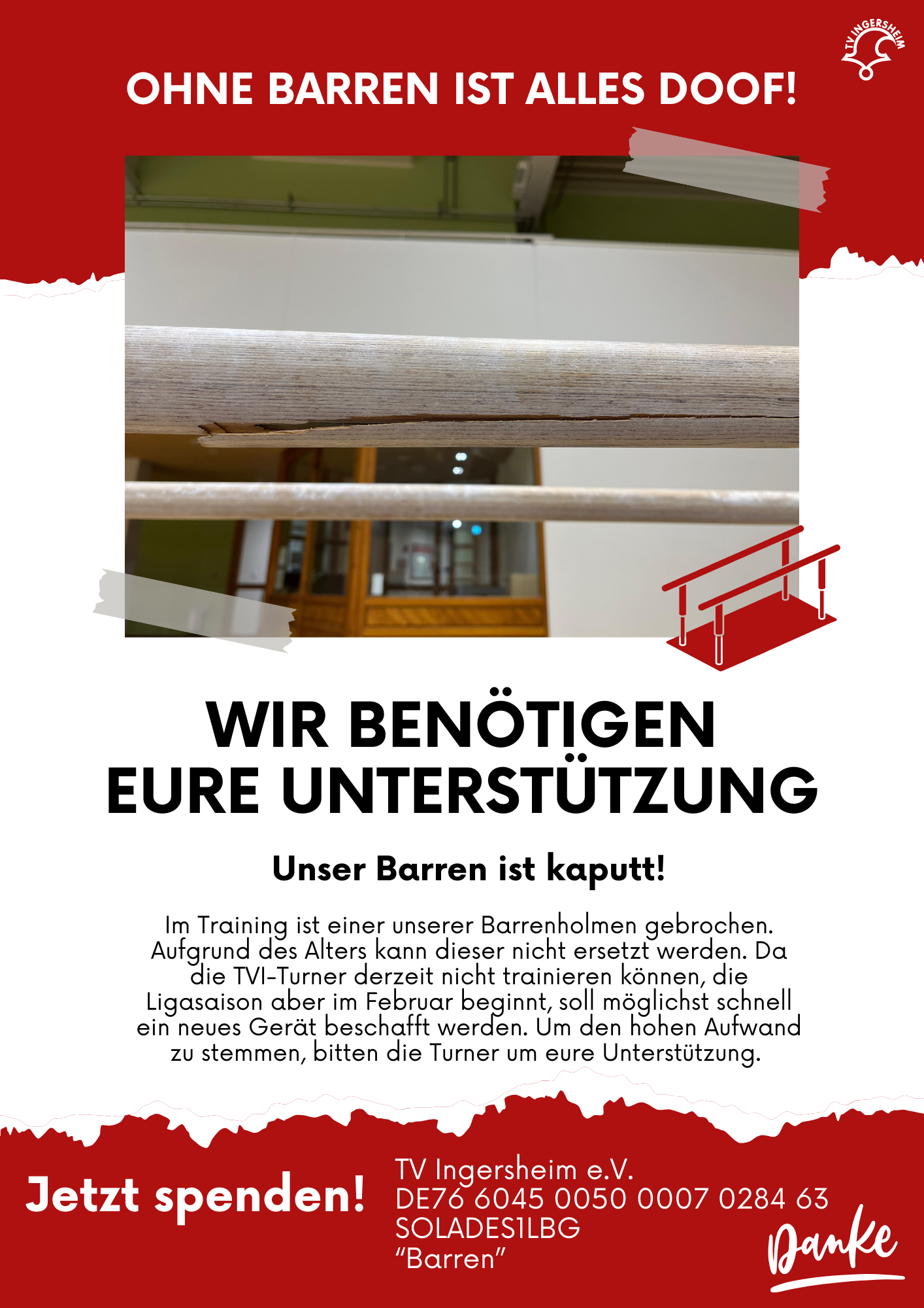 Spendenaufruf Barren